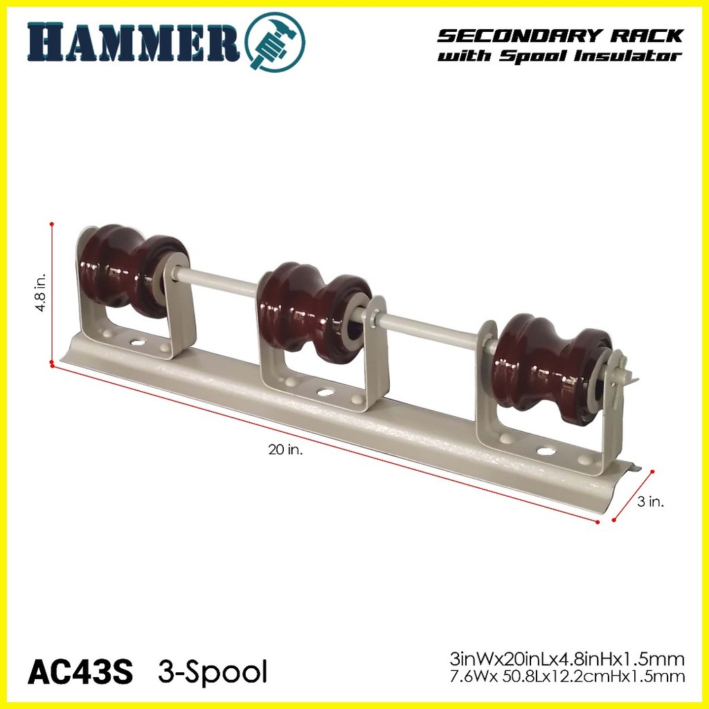 ♀ HAMMER Electrical Secondary Rack with Porcelain Spool Insulator 2/3 ...