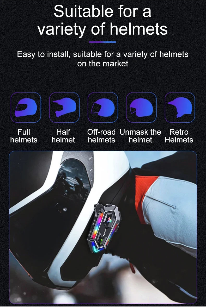 (Local Seller) Y20 MAX Helmet Intercom Wireless Bluetooth Motorcycle ...
