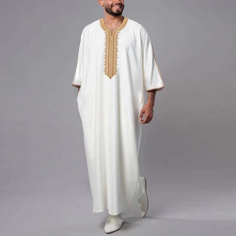 Arabic ⭐ Saudi Men Jubba Thobe Muslim Arab Dress Dishdasha Thoub Robe ...