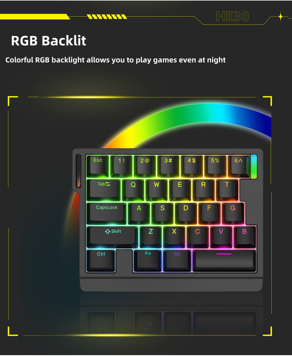 ZUOYA HE30 Magnetic Switch Mechanical Keyboard One-handed RGB Backlight ...