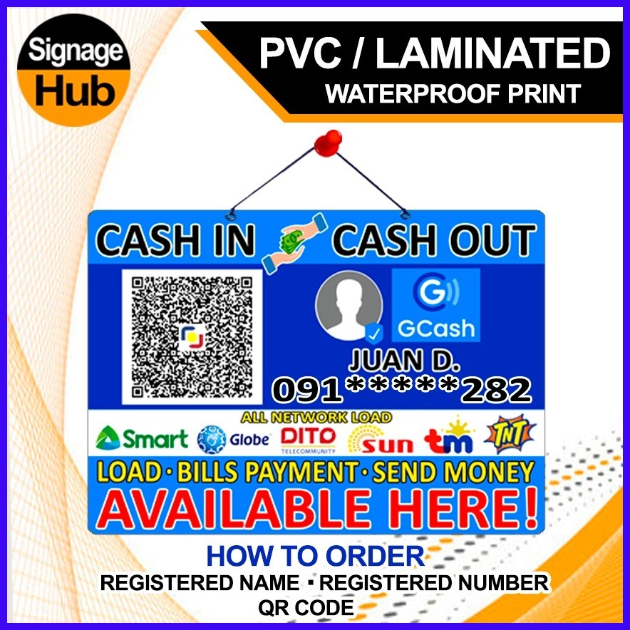 ⚾︎ GCASH CASH IN CASH OUT with LOAD Signages | Scan to Pay QR Code ...