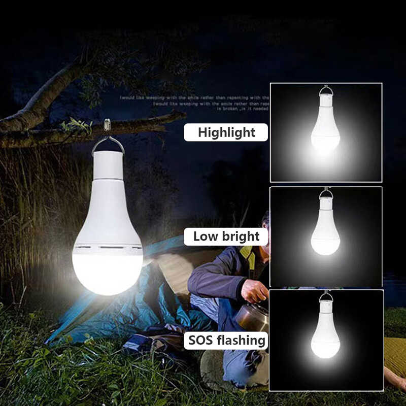 Portable LED Solar Bulb Light Waterproof Outdoor Powerful 5V USB ...