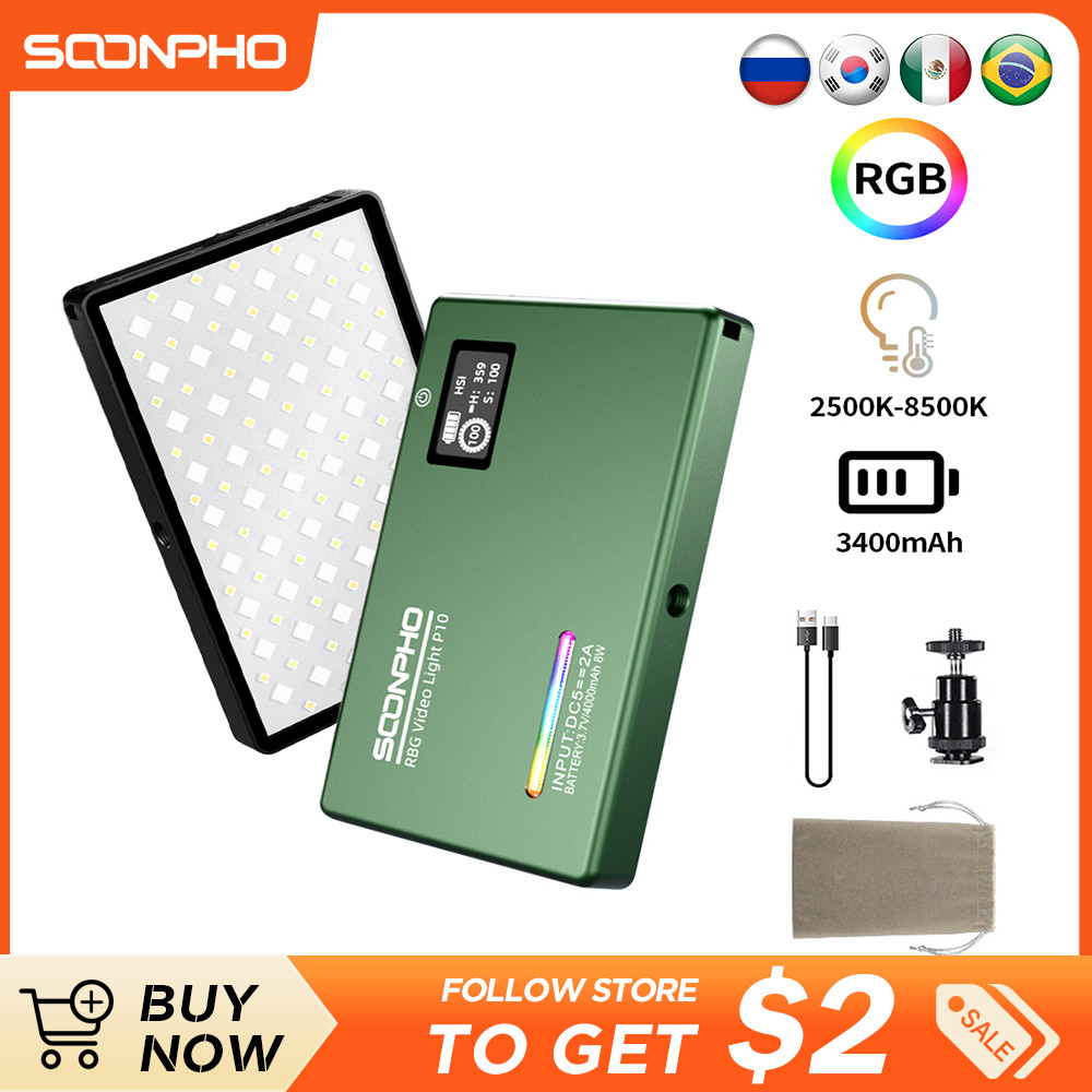 Soonpho P10 RGB LED Video Light Portable LED On Camera Video Light ...