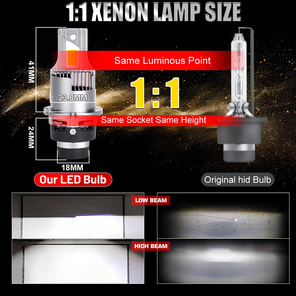 D2S D4S LED Car Headlights Canbus 100000LM D2R D4R Auto Bulbs Two-sided ...
