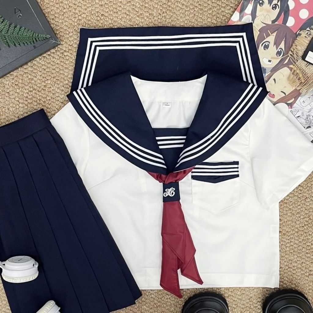 Japanese Style Sweet School Uniform for Girls Basic Model Student White ...