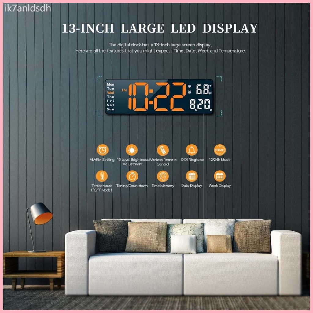 good lowprice (6629) 13-inch Large LED Display Digital Clock Remote ...