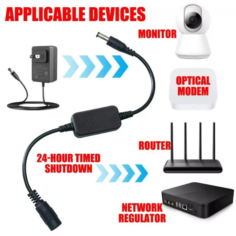Router Auto Reboot Timer Controller Universal, 30cm Cable for Automatic ...