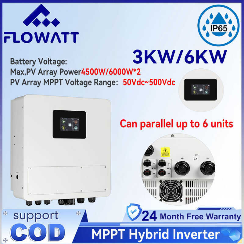 Flowatt 3Kw/6Kw 24V/48V On/Off-Grid Solar Hybrid Inverter AC 220V 50 ...