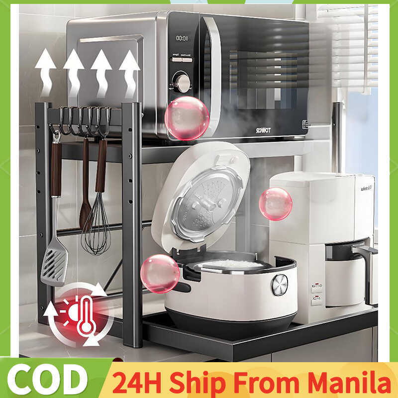 Pull Out Rice Cooker Microwave Stand 2 Tiers Kitchen Rack Shelf ...
