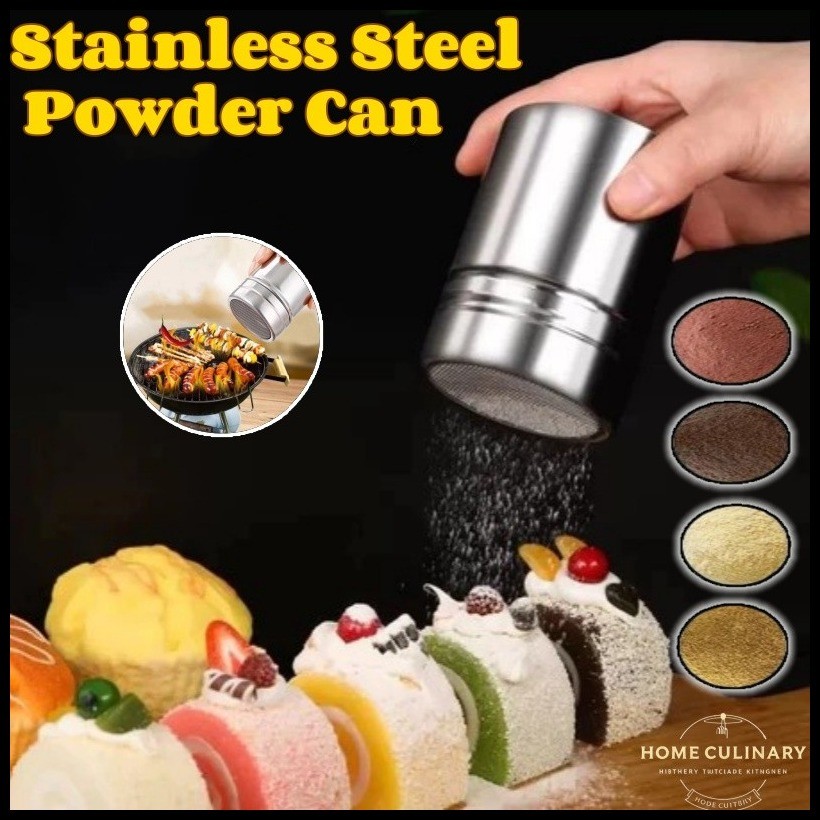 Stainless Steel Powder Shaker Condiment Container Cocoa Powder Coffee ...