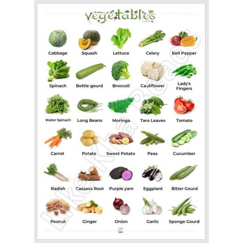 rt Vegetables Educational Chart For Kids, Chart, Wall (11.5 X 16 Inches ...
