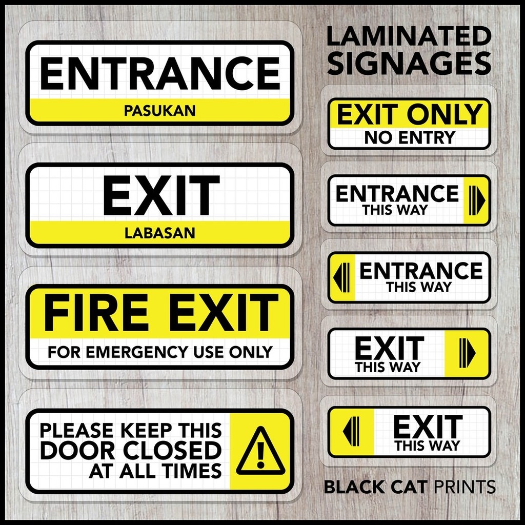 Entrance / Exit / Fire Exit Laminated Signage / Sign Board for Store ...