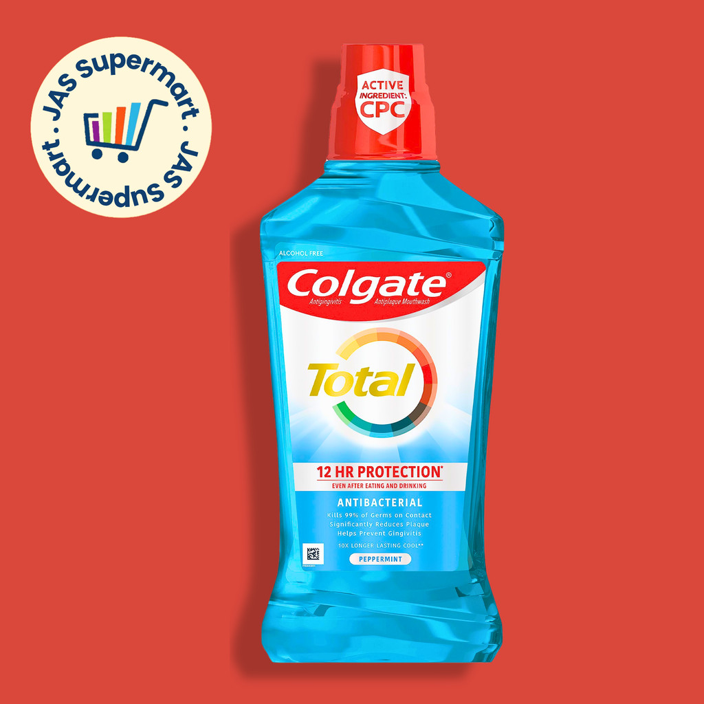Colgate Total Antibacterial Peppermint Mouthwash 1L – Fresh Breath ...