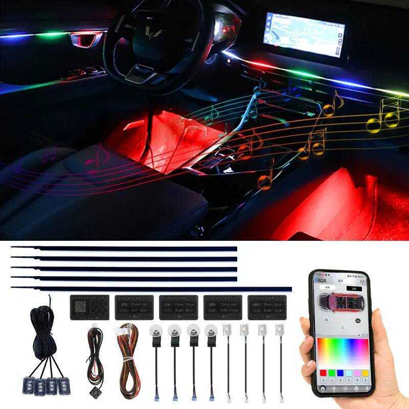 D 18In1 3 Car Interior Lights Rgb Led Car Led Strip For Ambient Light ...