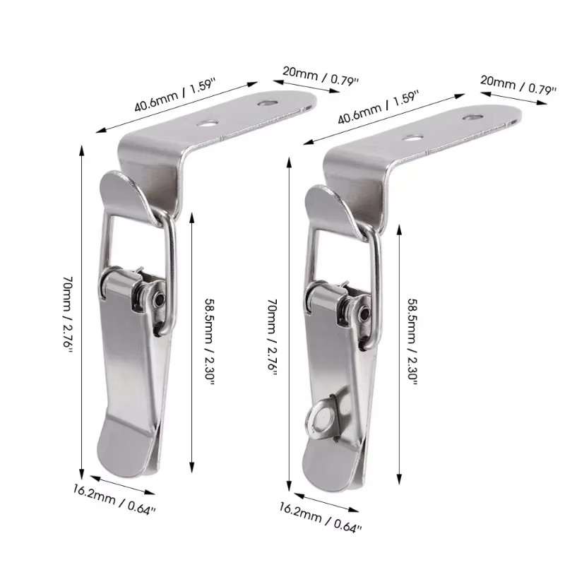 4PCS 90 Degrees Duck-Mouth Buckle Lock Loaded Draw Toggle Latch Silver ...
