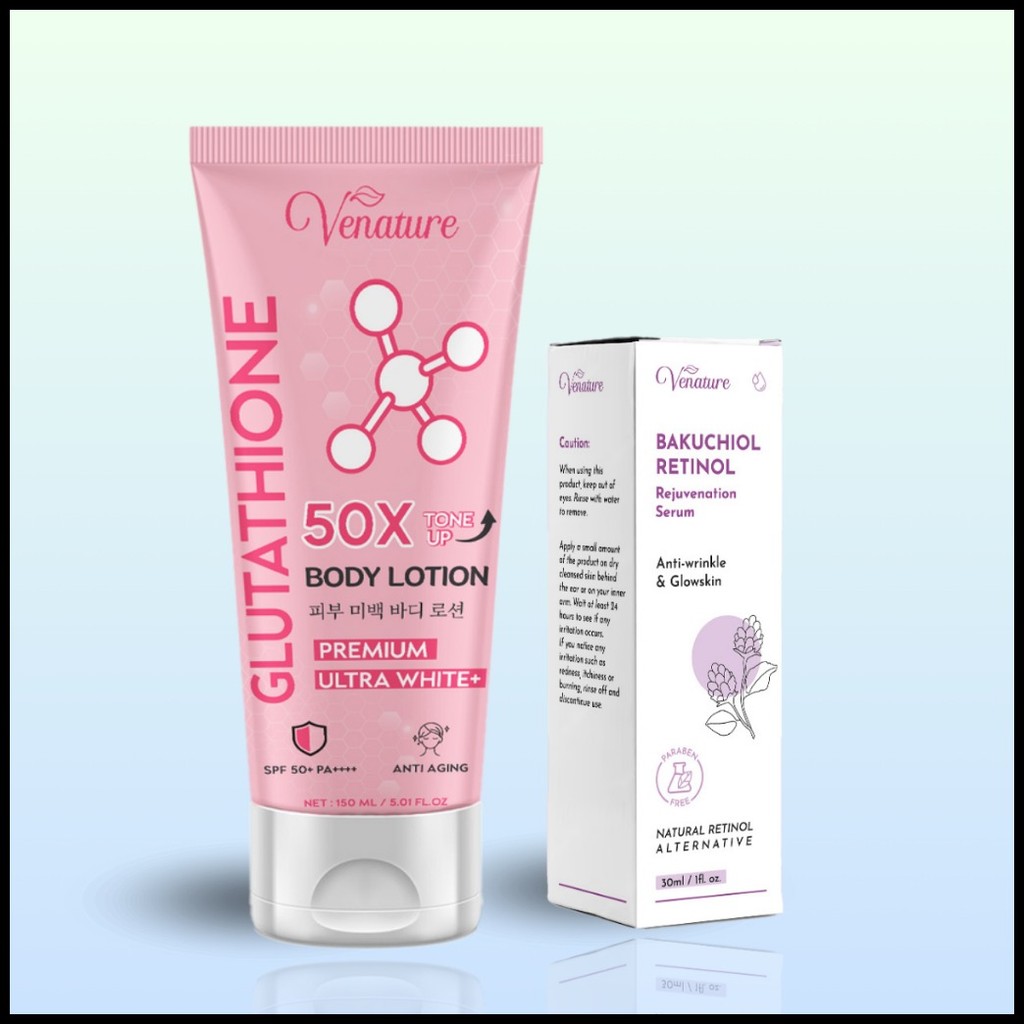 ❀ Venature Glutathione Body Lotion 50X Tone Up Ultra White Skin Collagen With Glutathione