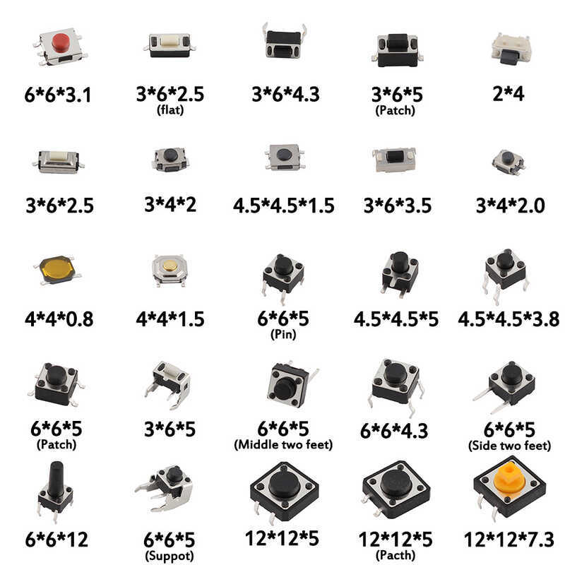 250PCS 125PCS / 25 Types Micro Switch Boxed Automotive Miniature Push ...