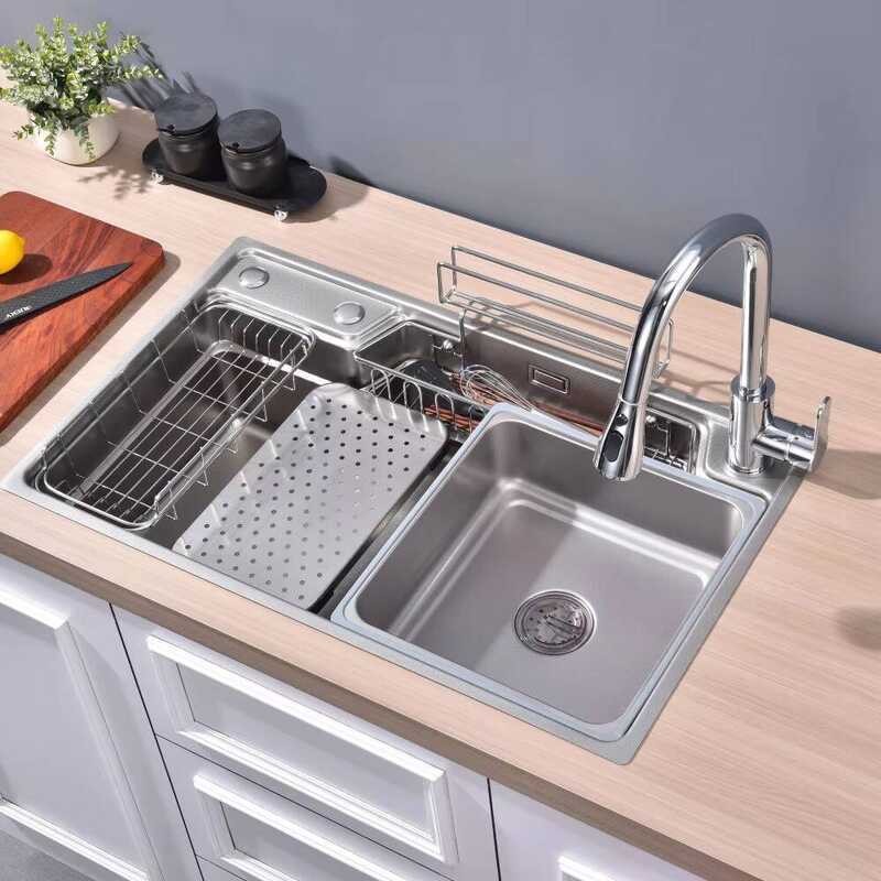 SUS304 Stainss Steel Kitchen Sink Large Sing Basin 3D Small Rice Grain ...