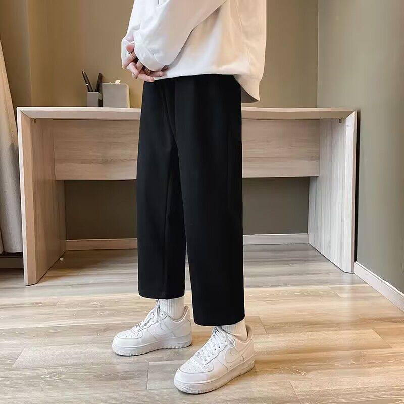 Spring Autumn Fleece Lining Loose Casual Straight Gray Overalls Korean ...