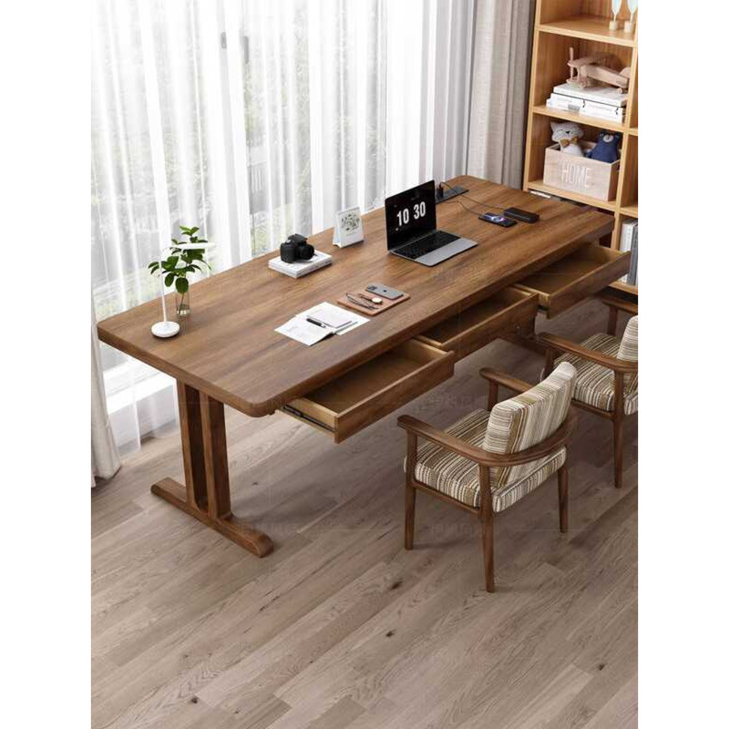 Solid Wood Sturdy Computer Tabletop Large Double Gaming Long Work Study ...