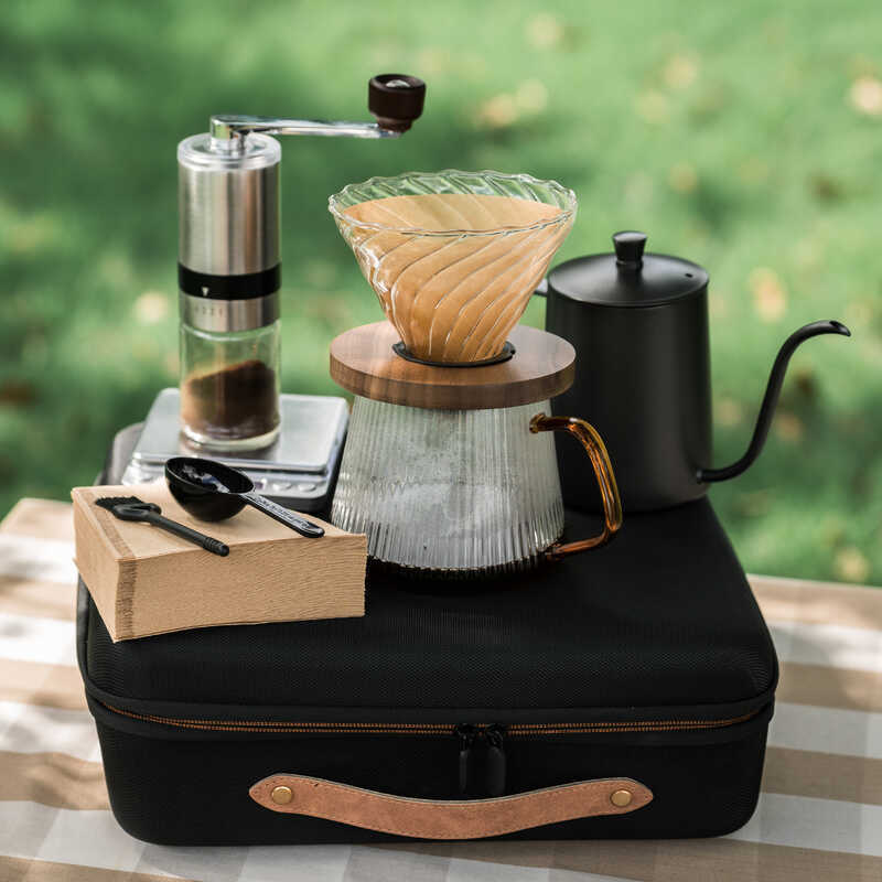 Outdoor Travel Portable Camping Pour Over Coffee Set Gift Box Grinder ...