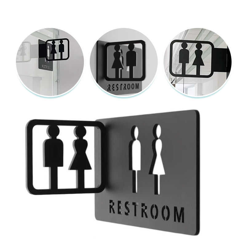 Restroom Sign Acrylic 3D Bathroom Indicator Washroom Door Signage For ...