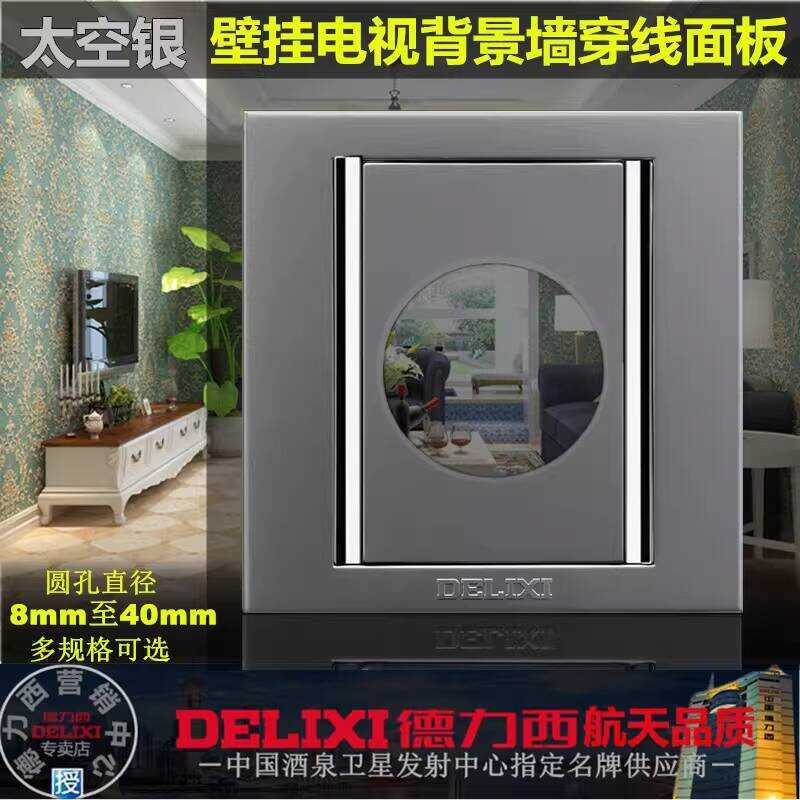 Delixi Switch Space Silver Wall-Mounted TV Wiring Cover Inlet and ...