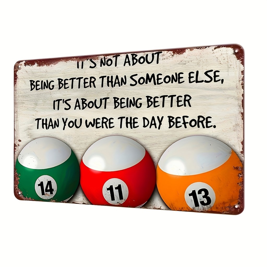 Vintage Snooker Billiard Balls Metal Tin Sign - Inspirational Quote ...