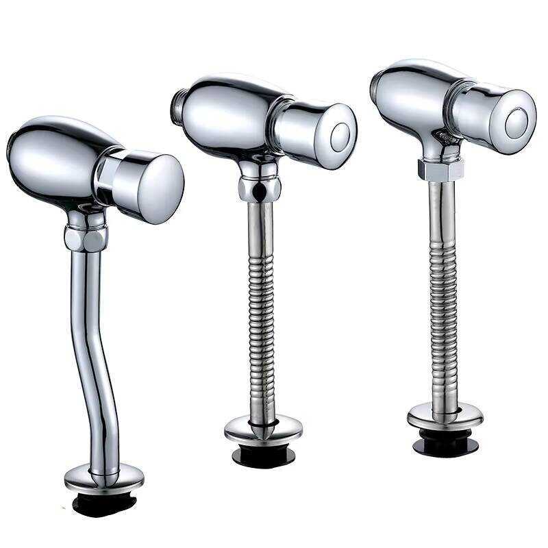 Urinal Flush Valve Hand Press Chrome Brass Manual Toilet Bowl Wall ...