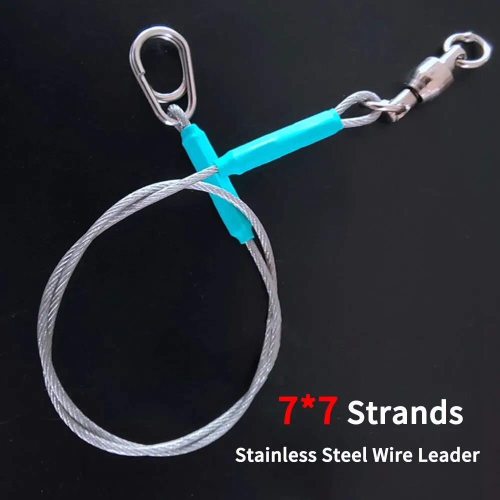 4PCS 7*7 strands Stainless Steel Wire Leader With Bearing Swivel & Clip ...