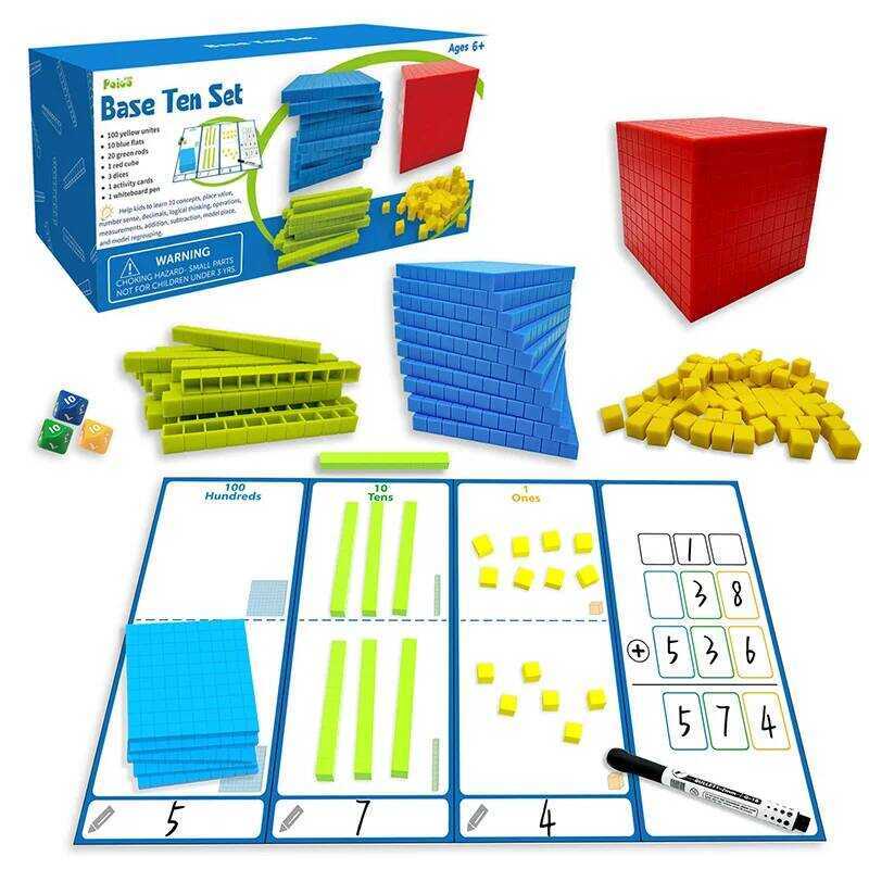 Base Kid Ten Bloc For Math Cubes Digital Montessori Learning Decimal 3D ...