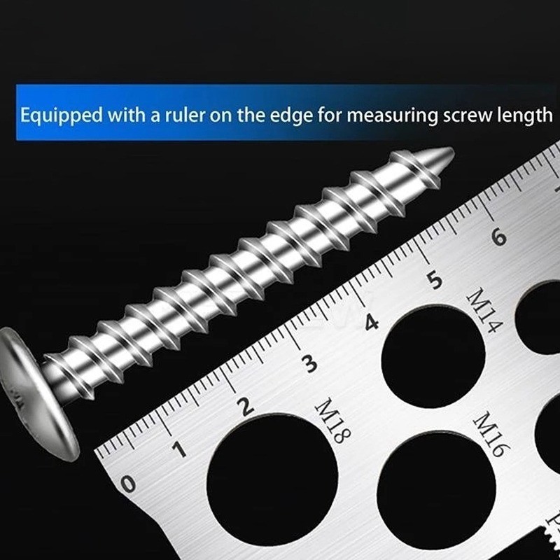 Stainless Steel Screw Measurement Ruler Measuring Ruler Pitch Thread ...