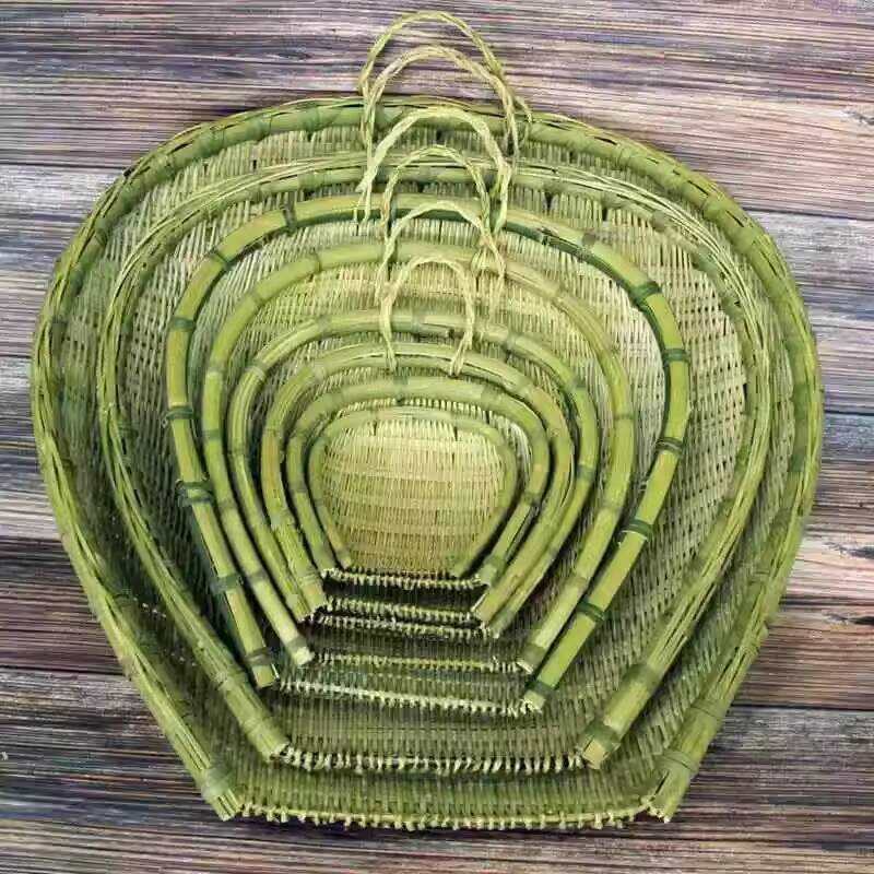 Woven Household Colander Bamboo Sieve Farmhouse Washing Vegetable ...