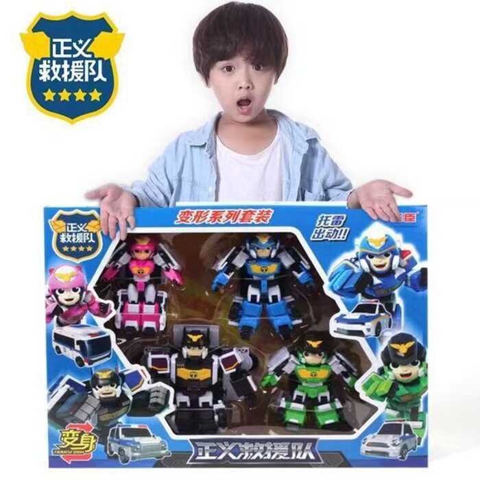 Official Johnson Justice Rescue Team Transforming Robot Car Police Car ...