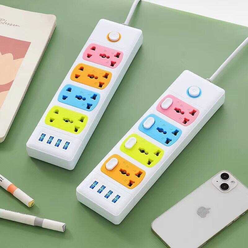 Colorful Multi-Function Extension Outlet Socket USB Multi Hole Slot ...