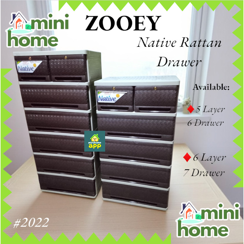 5 LAYER and 6 LAYER Zooey Native Rattan Drawers CLOTHES DRAWER CABINET ...