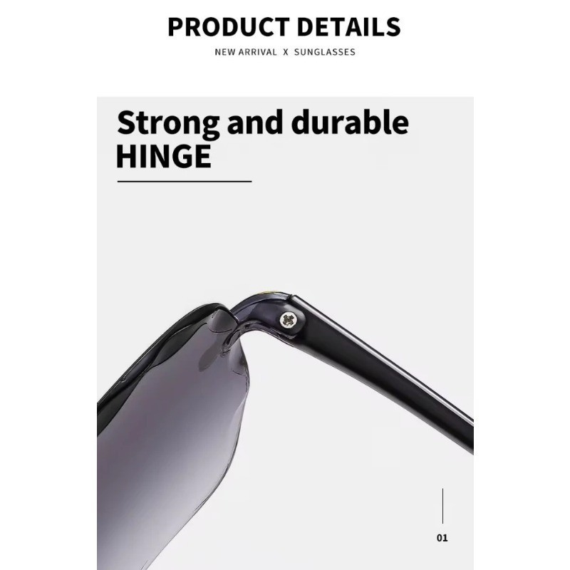 HD Polarized Anti-UV400 Gradient Lens Rimless glasses Square Gradient ...
