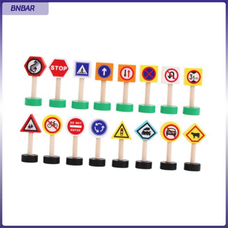 16x BAR Wood Traffic Signs Train Track Accessories Learning Toy Life ...