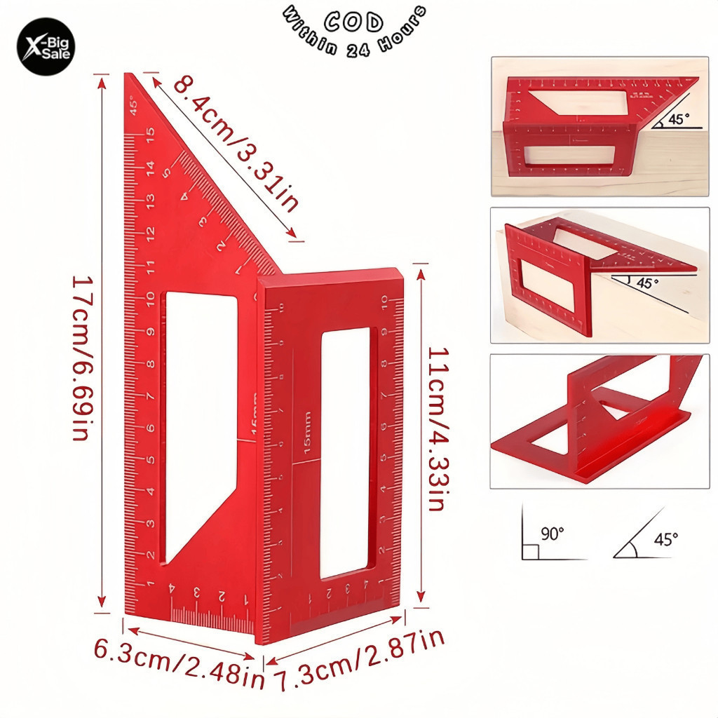 Square Measuring Rulers for Accurate 45º and 90º Marking In Various ...