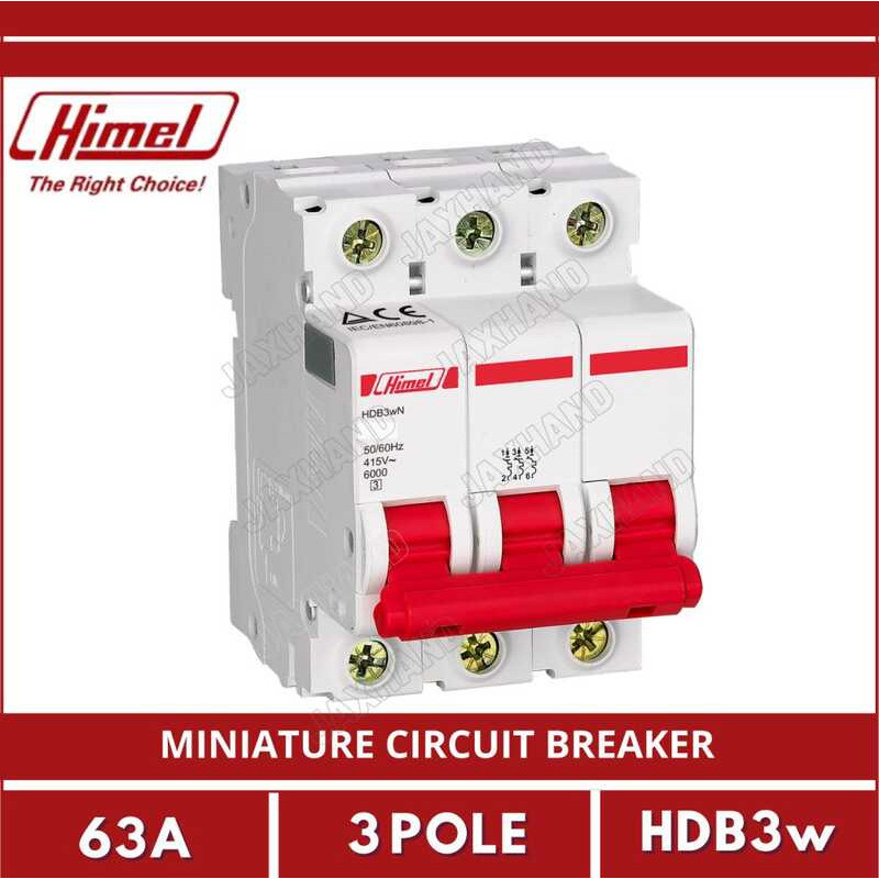 Miniature Circuit Breaker 63A, 3 Poles Din Rail Type Rated 230V 400V ...