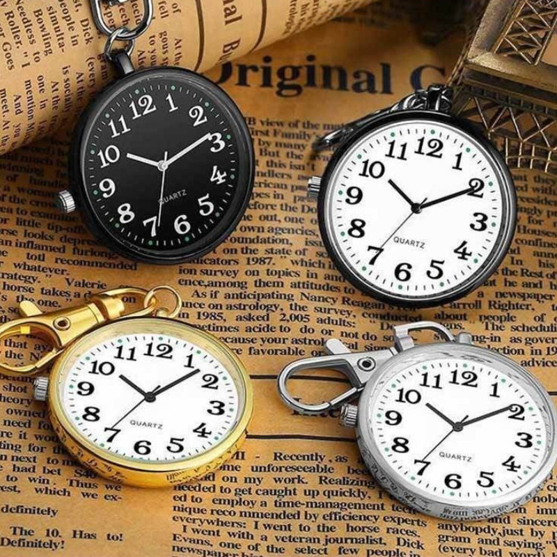 Vintage Pocket Watches Big Dial Keychain Watch Fob Clock With Battery ...