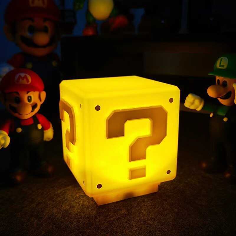 Super Mario LED Question Mark Voice Charging Night Light Desktop USB ...