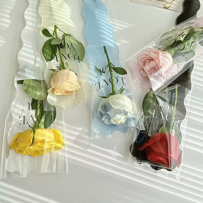 50Pcs Love Single Flower Packaging Bag Small Bouquet Gift Diy Wrapping ...