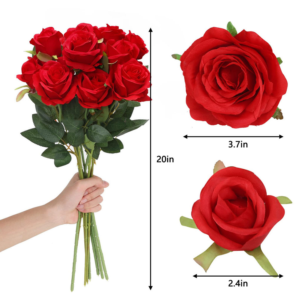 [10 PCS] Artificial Silk Rose Flowers, Realistic Single Stem Fake Roses ...