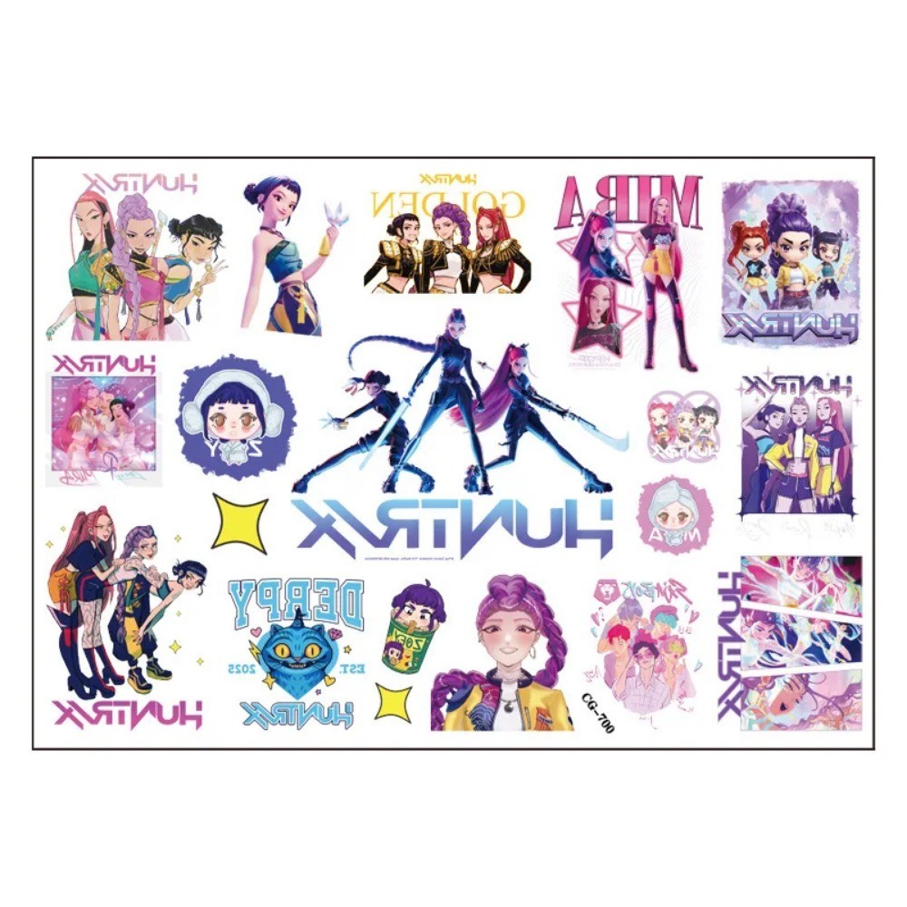 Kpop Demon Hunters Tattoo Stickers Cartoon kids Rumi Kang Sticker ...
