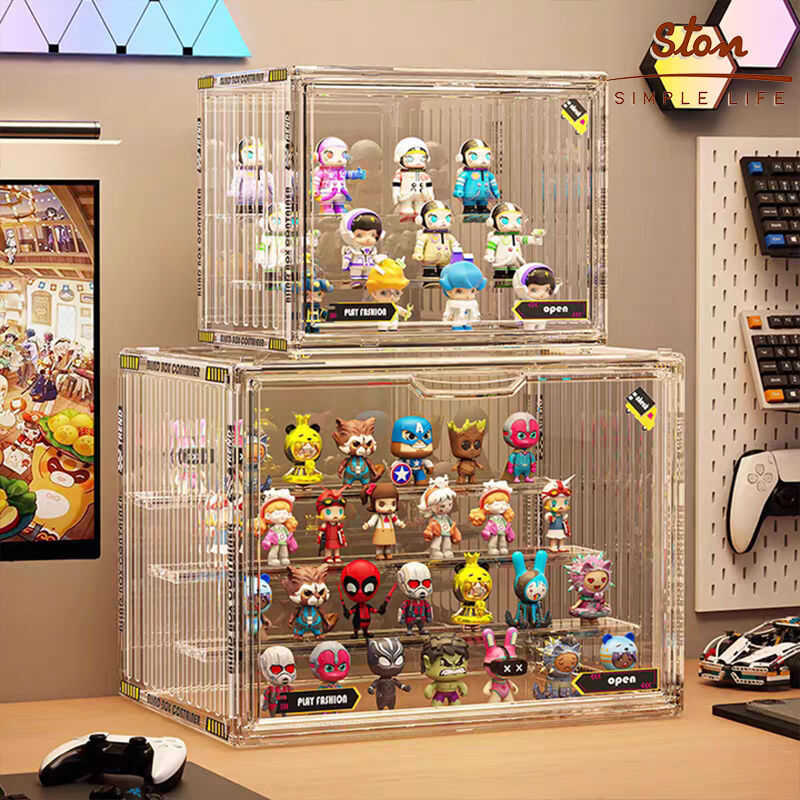 STON Acrylic Display Case Boxes Popmart Toy Storage Organizer Stackable ...
