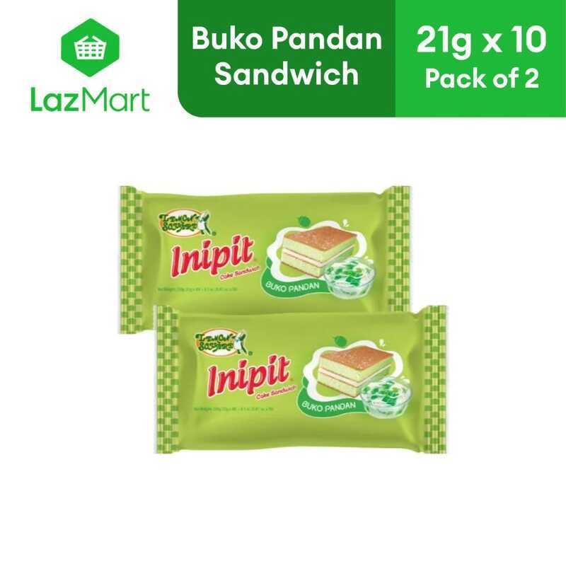 Lemon Square Inipit Cake Sandwich Buko Pandan 21G X 10 - Pack Of 2 ...