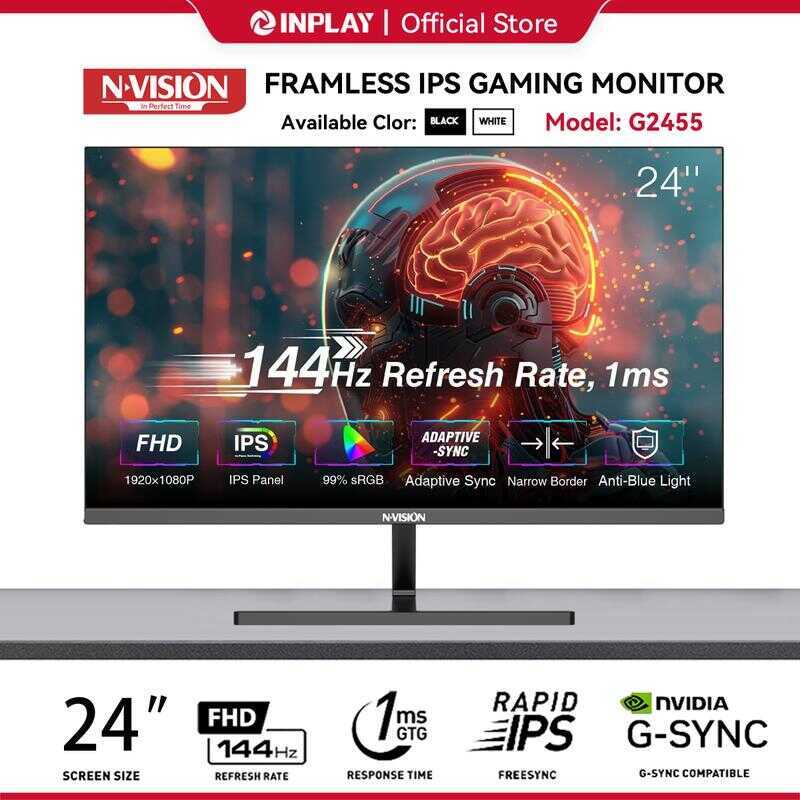 E Nvision 24 27 Inch 144Hz IPS Monitor FHD 1920 1080P 1Ms Framless Flat 
