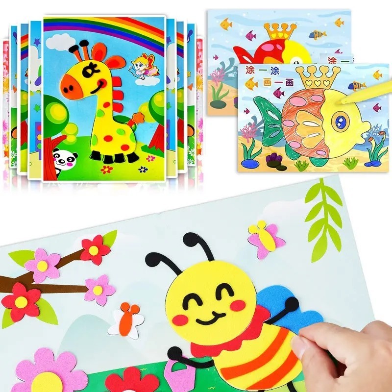 10Pcs Cartoon Dinosaur EVA Foam Stickers Kids Educational DIY Puzzle ...