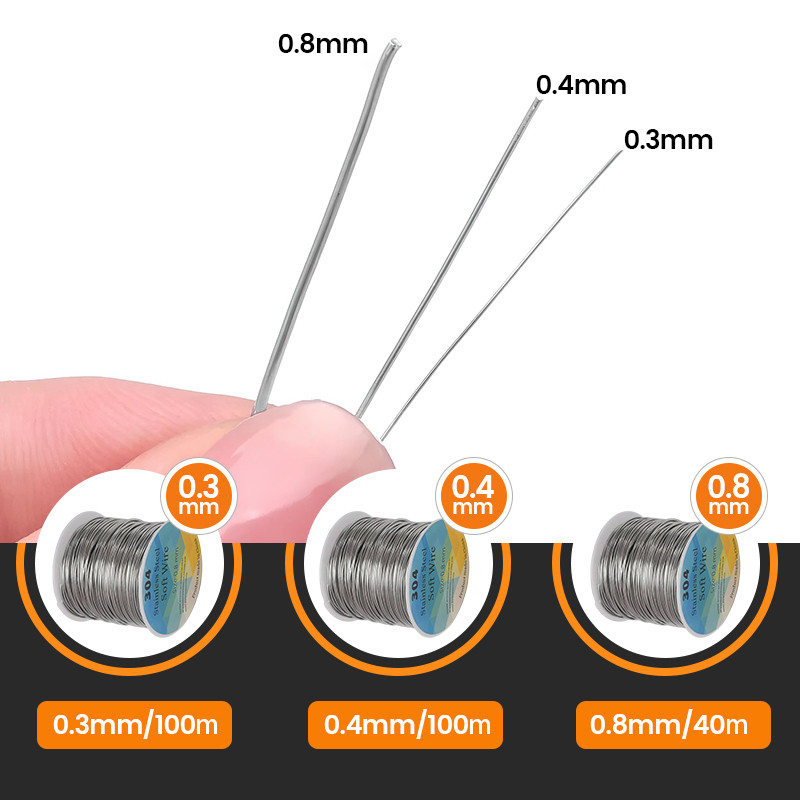 304 Stainless Steel Wire Wire 0.3/0.4/0.8mm Wire Soft Wire DIY Beaded ...